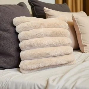 Funda Almohadon Piel Bastones Beige