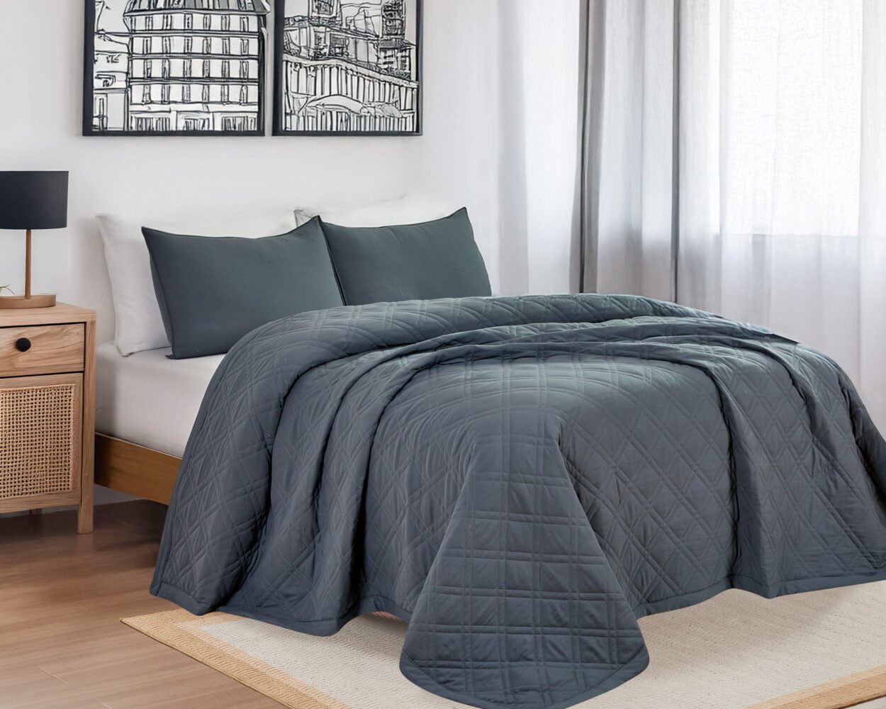 Quilt Kavanagh Sky Gris Topo